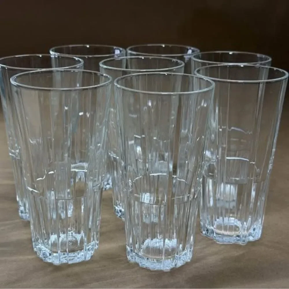 Vintage Duralex France Ribbed Highball Drinking Glasses – Set of 8